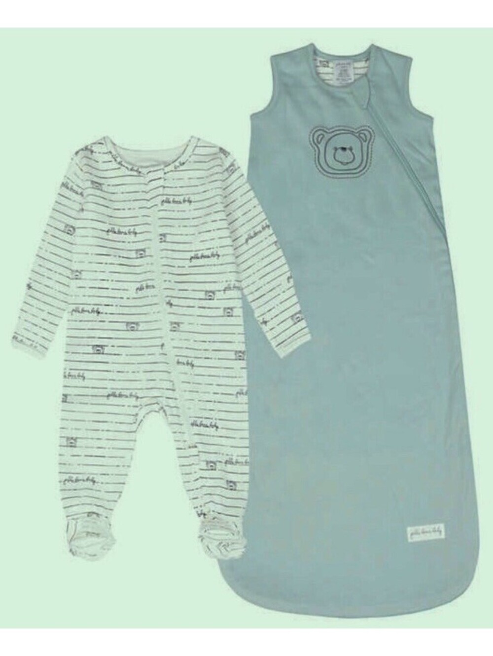 Jellibear Baby Infant 2Pc Sleep Bag Set Size 6-9 Months Blue/gray & White/Black
